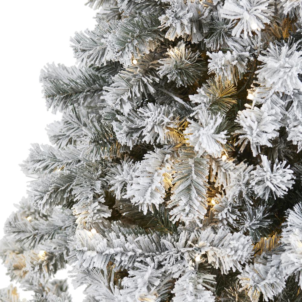7ft. Flocked West Virginia Fir Artificial Christmas Tree with 350 Clear LED Lights. Picture 3