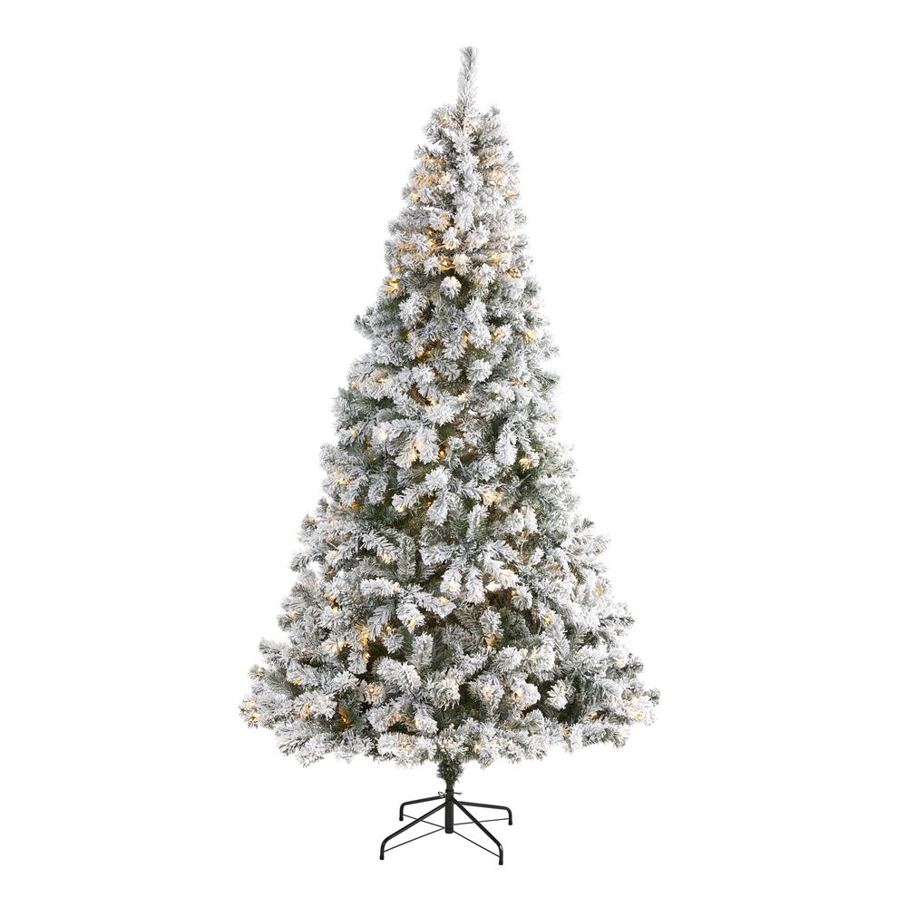 8ft. Flocked West Virginia Fir Artificial Christmas Tree with 500 Clear LED Lights. Picture 7