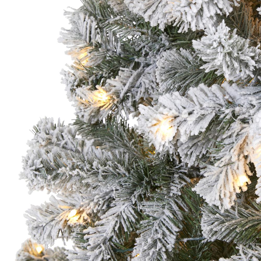 8ft. Flocked West Virginia Fir Artificial Christmas Tree with 500 Clear LED Lights. Picture 2
