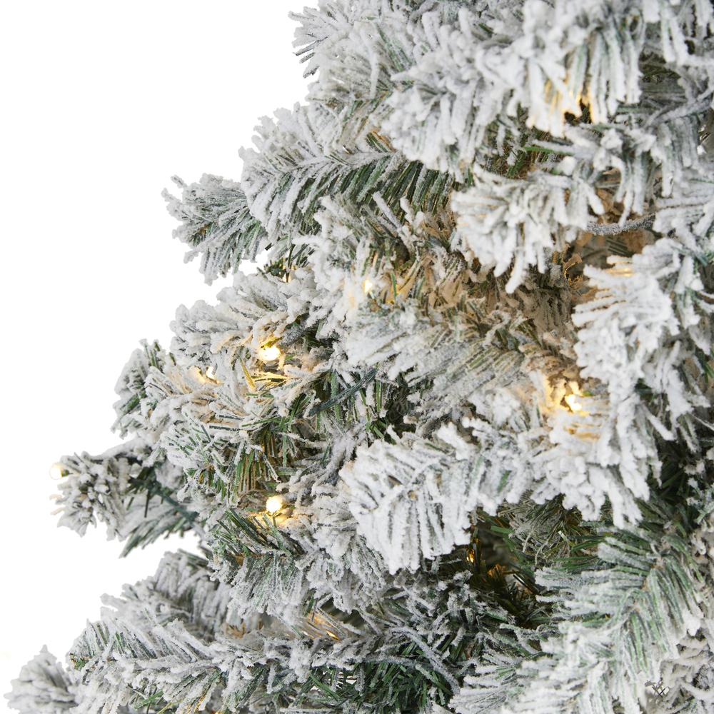 5ft. Flocked Rock Springs Spruce Artificial Christmas Tree with 150 Clear LED Lights. Picture 2