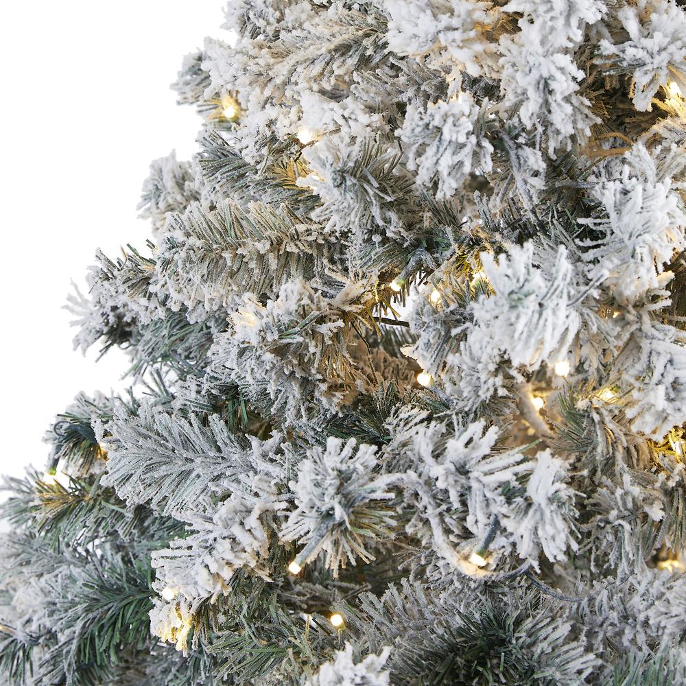 7ft. Flocked Rock Springs Spruce Artificial Christmas Tree with 350 Clear LED Lights and 800 Bendable Branches. Picture 2