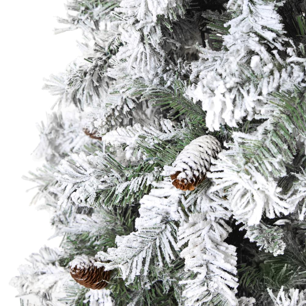 8ft. Flocked White River Mountain Pine Artificial Christmas Tree with Pinecones. Picture 4