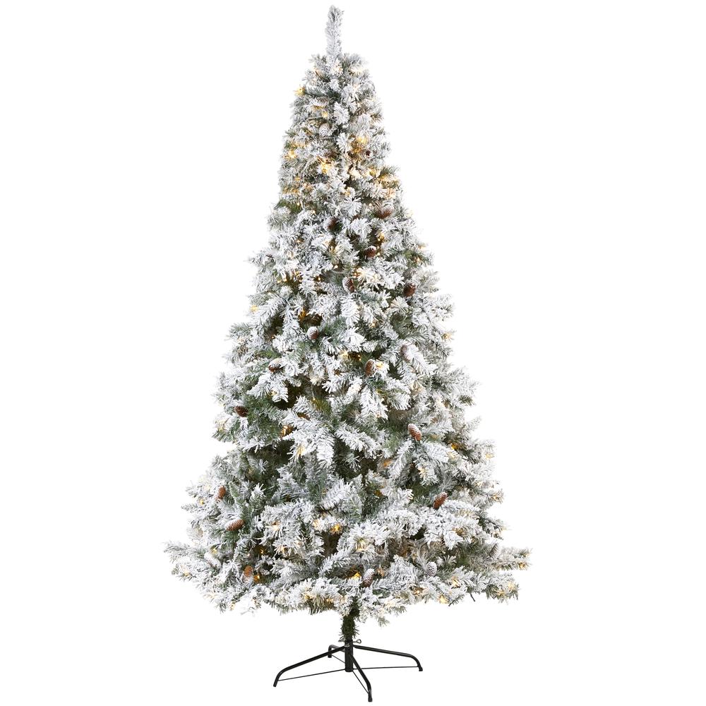 8ft. Flocked White River Mountain Pine Artificial Christmas Tree. Picture 1