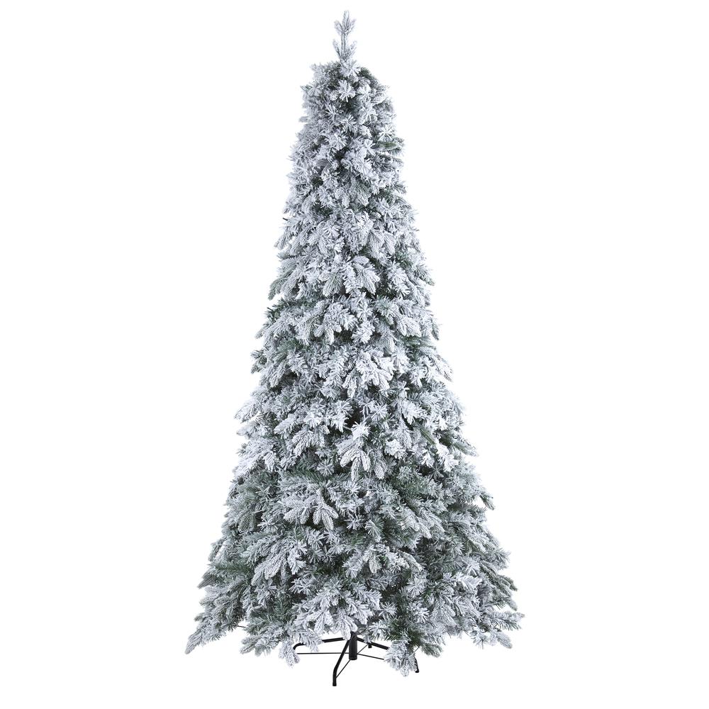 8ft. Flocked Vermont Mixed Pine Artificial Christmas Tree with 600 LED Lights. Picture 2