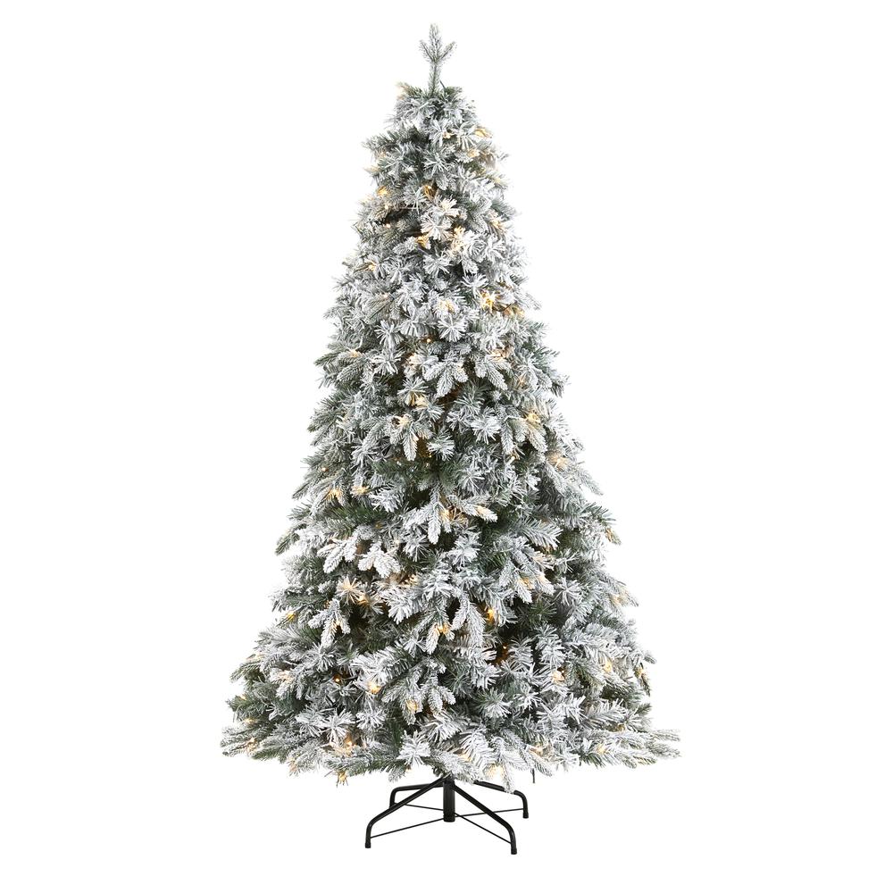 5ft. Flocked Vermont Mixed Pine Artificial Christmas Tree with 150 Clear LED Lights. Picture 5