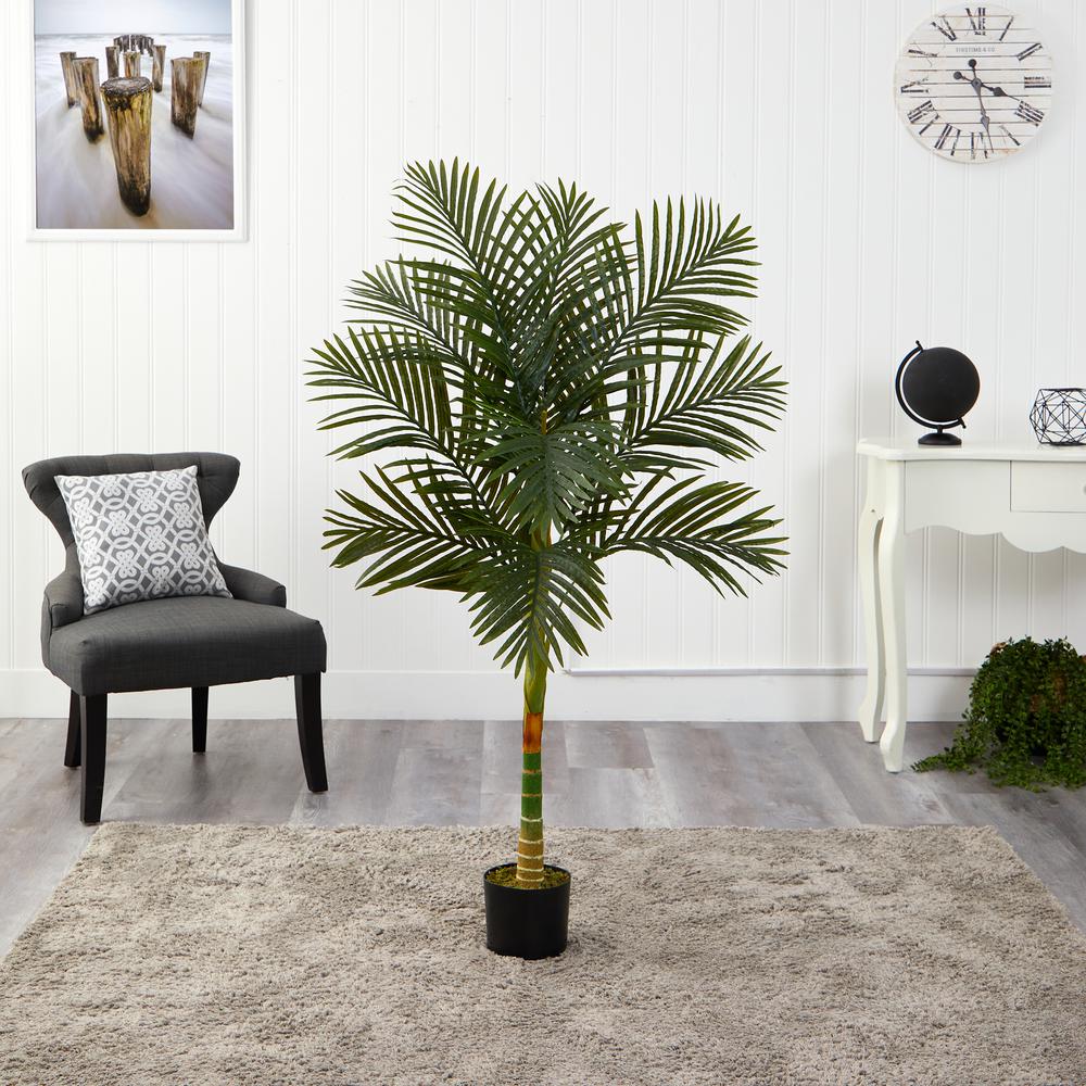 5ft Golden Cane Artificial Palm Tree, Green. Picture 3