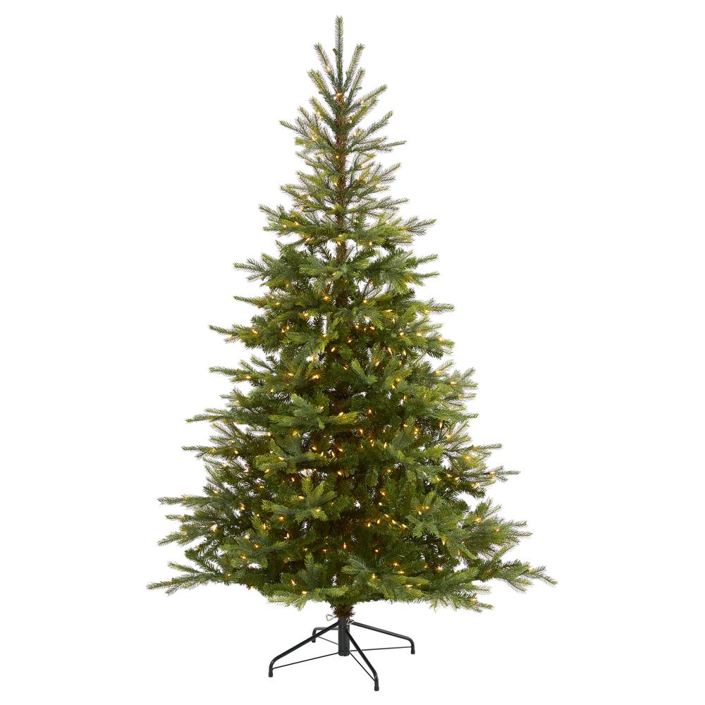 7ft. North Carolina Spruce Artificial Christmas Tree with 450 Clear Lights and 931 Bendable Branches. Picture 5