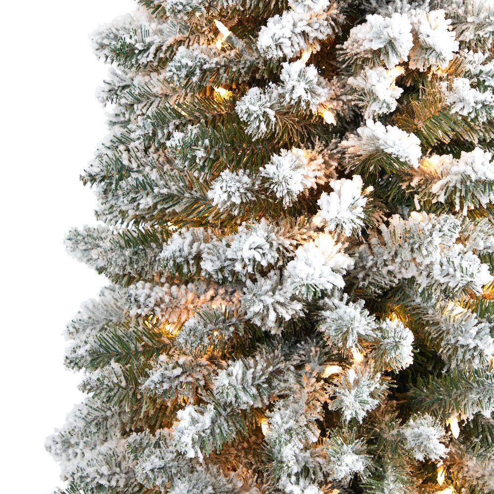 9ft. Flocked Pencil Artificial Christmas Tree with 600 Clear Lights. Picture 3