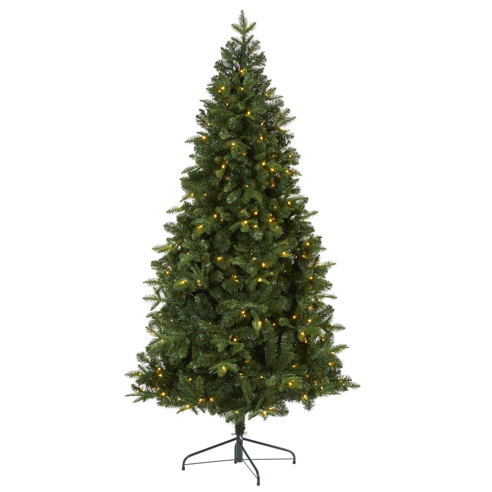 7ft. Grand Teton Spruce Flat Back Artificial Christmas Tree with 220 Clear LED Lights and 953 Bendable Branches. Picture 3