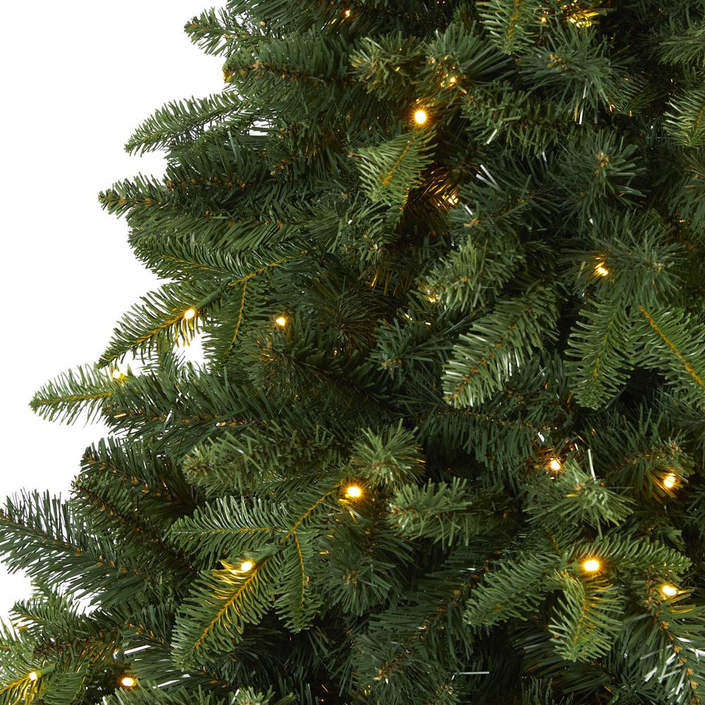 7ft. Grand Teton Spruce Flat Back Artificial Christmas Tree with 220 Clear LED Lights and 953 Bendable Branches. Picture 2