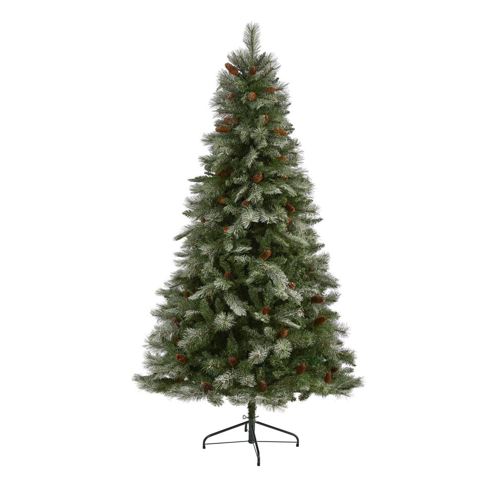 7ft. Snowed French Alps Mountain Pine Artificial Christmas Tree. Picture 1