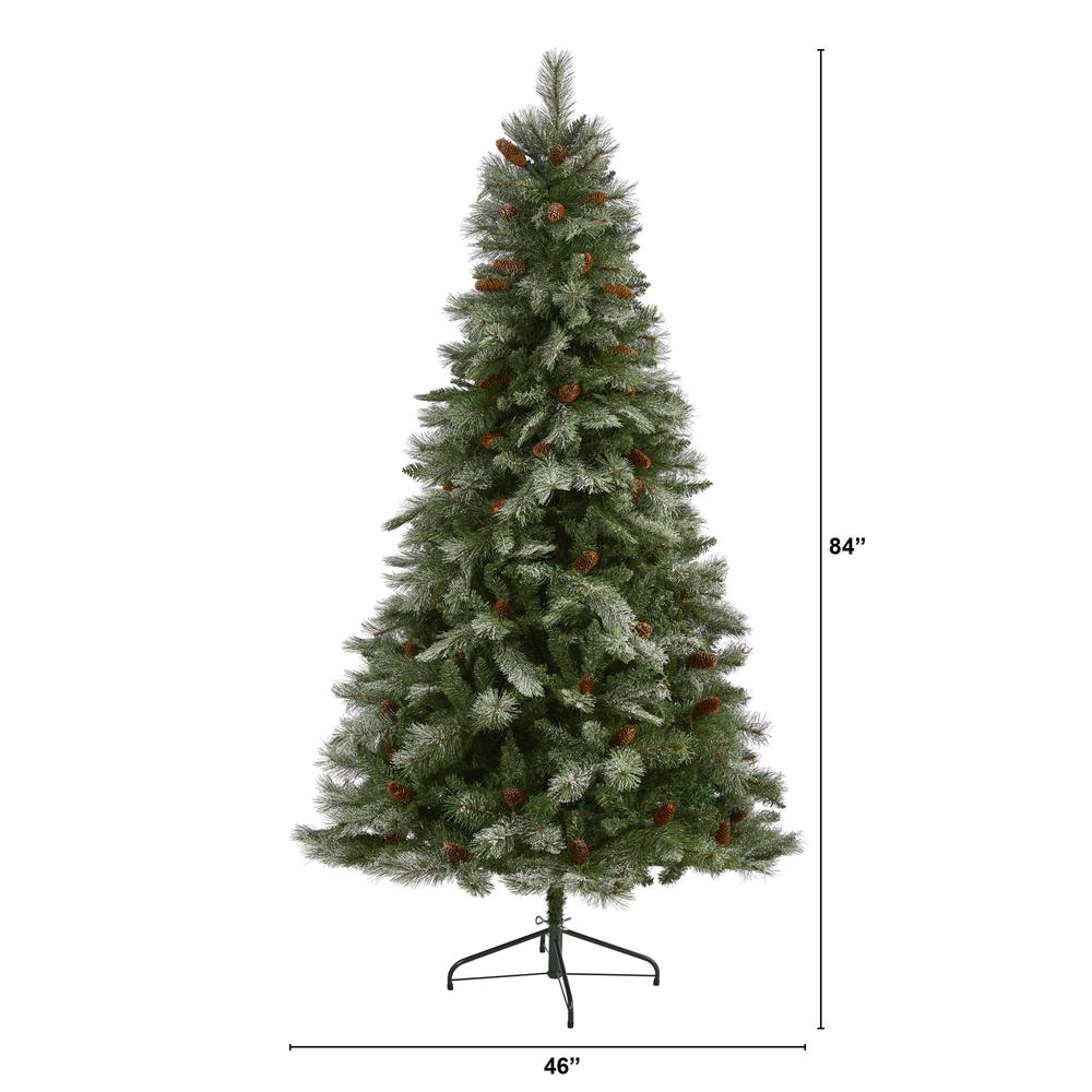 7ft. Snowed French Alps Mountain Pine Artificial Christmas Tree. Picture 2