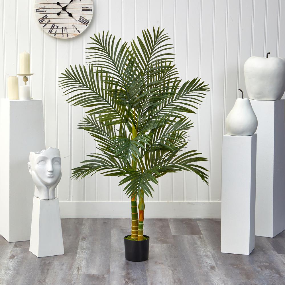 5ft. Golden Cane Artificial Palm Tree, Green. Picture 4