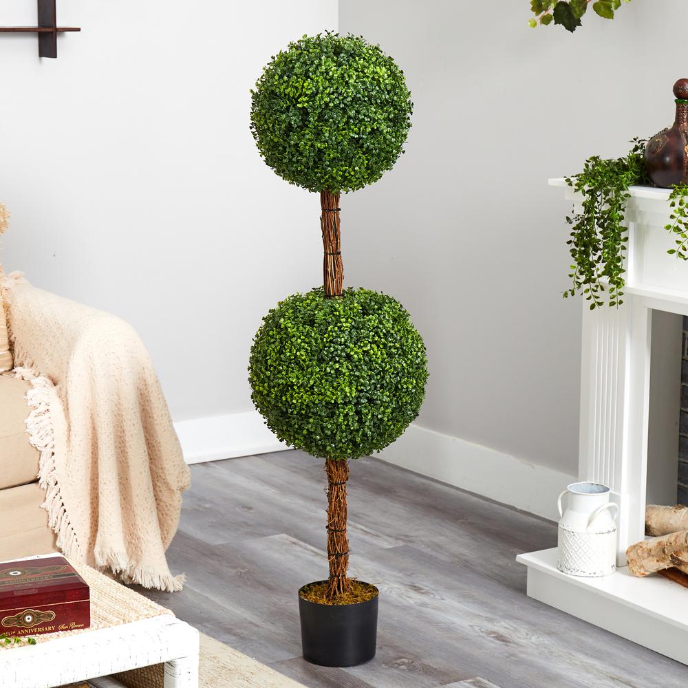 4.5ft. Boxwood Double Ball Topiary Artificial Tree (Indoor/Outdoor). Picture 3