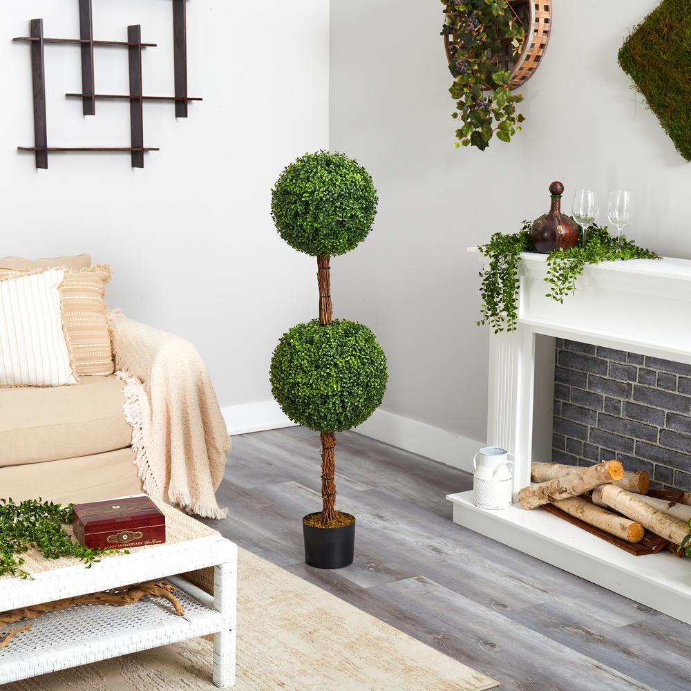 4.5ft. Boxwood Double Ball Topiary Artificial Tree (Indoor/Outdoor). Picture 2