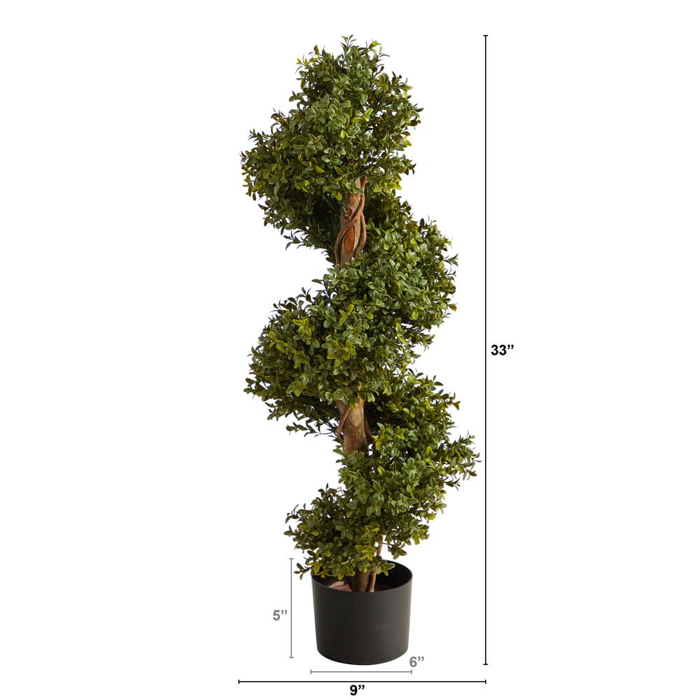 33in. Boxwood Topiary Spiral Artificial Tree (Indoor/Outdoor). Picture 3
