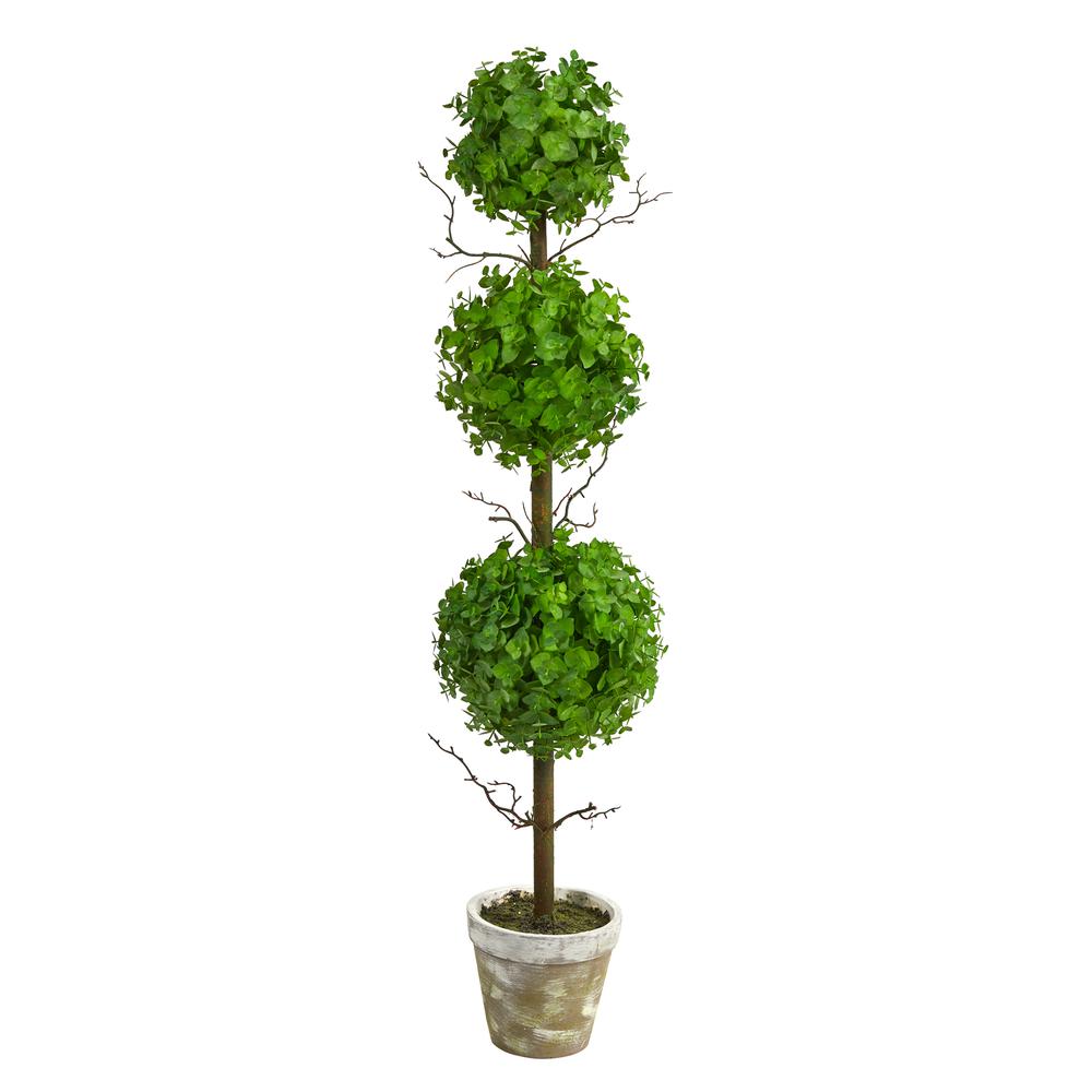 3ft. Eucalyptus Triple Ball Topiary Artificial Tree. Picture 1