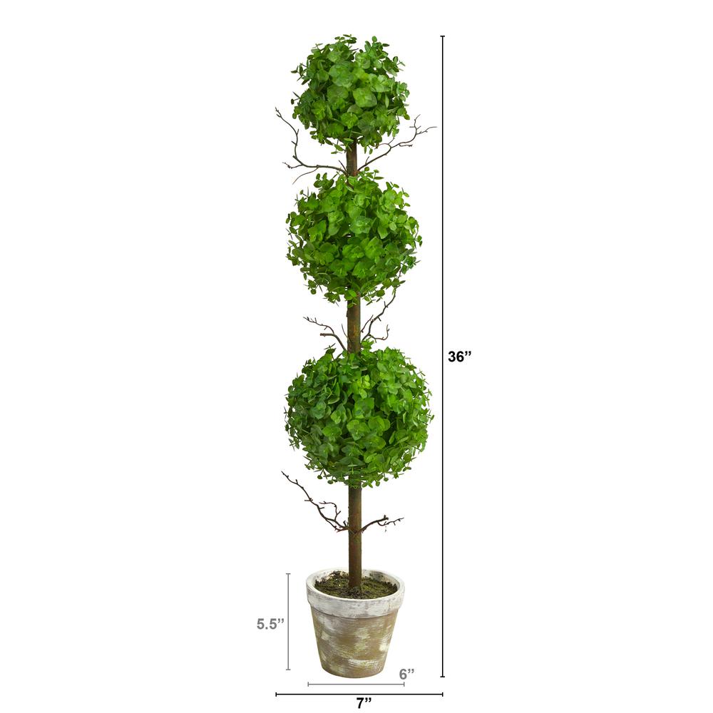 3ft. Eucalyptus Triple Ball Topiary Artificial Tree. Picture 2