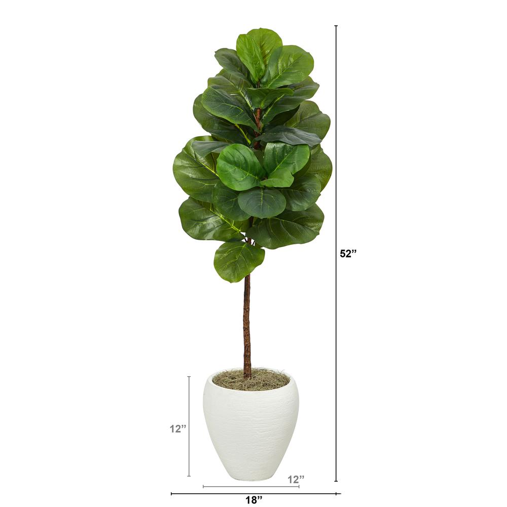 52in. Fiddle Leaf Artificial Tree in White Planter. Picture 2