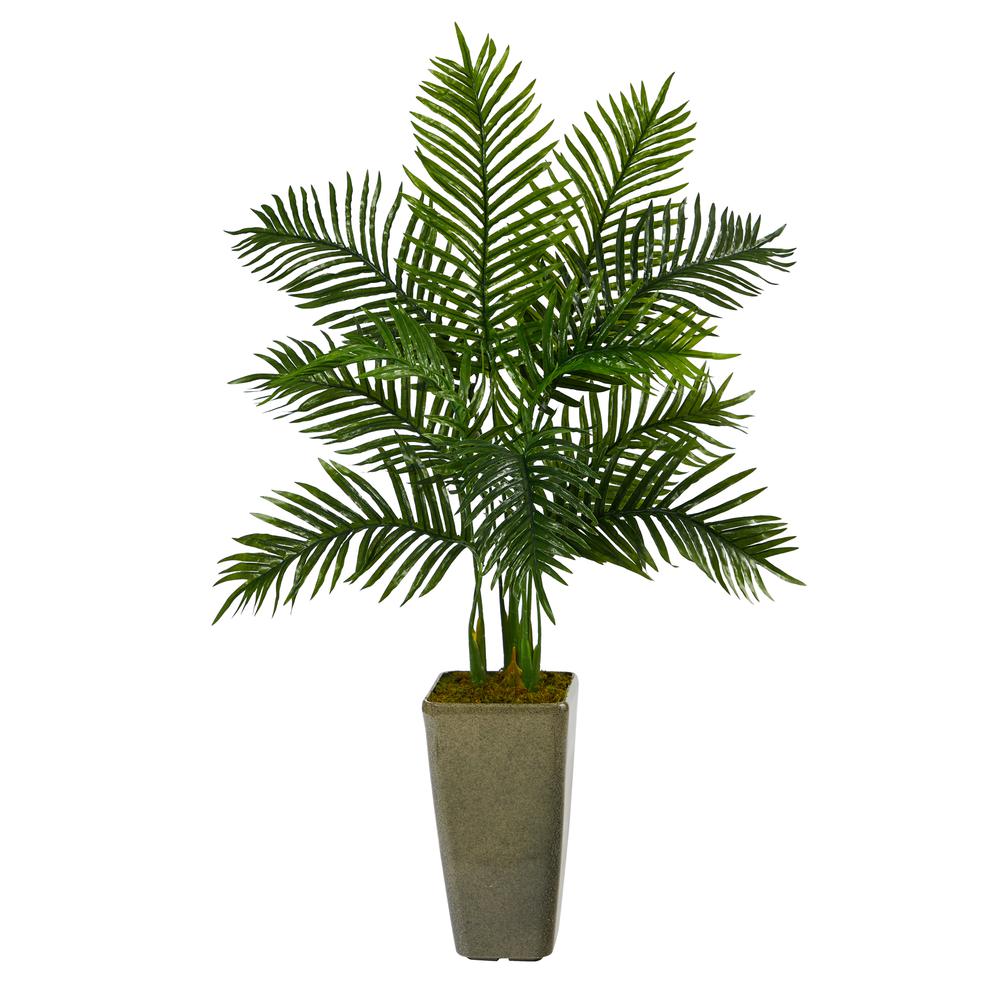 4ft. Areca Palm Artificial Tree in Green Planter (Real Touch). Picture 1