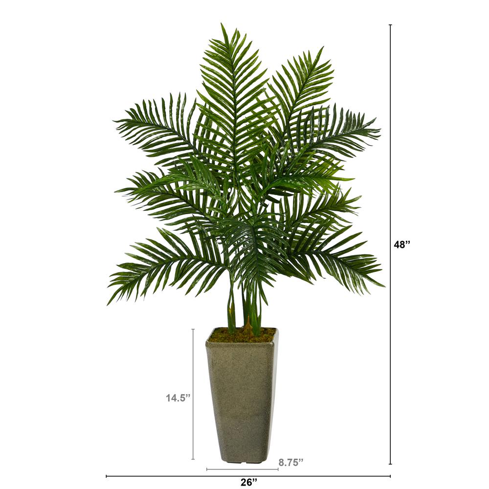 4ft. Areca Palm Artificial Tree in Green Planter (Real Touch). Picture 2