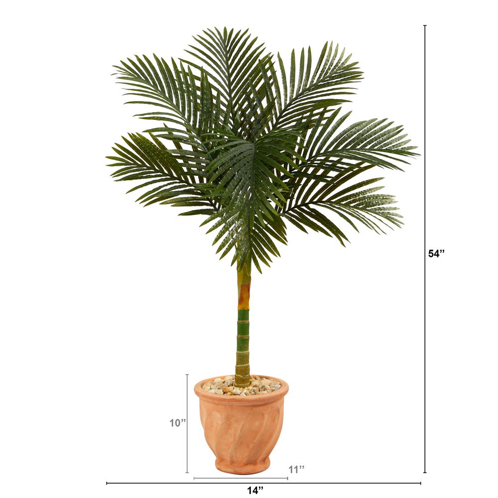 4.5ft. Golden Cane Artificial Palm Tree in Terra-Cotta Planter. Picture 2