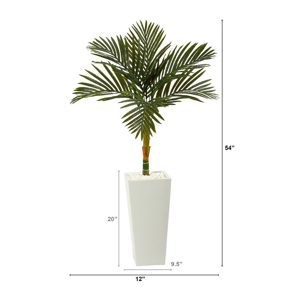 4.5ft. Golden Cane Artificial Palm Tree in Tall White Planter. Picture 2