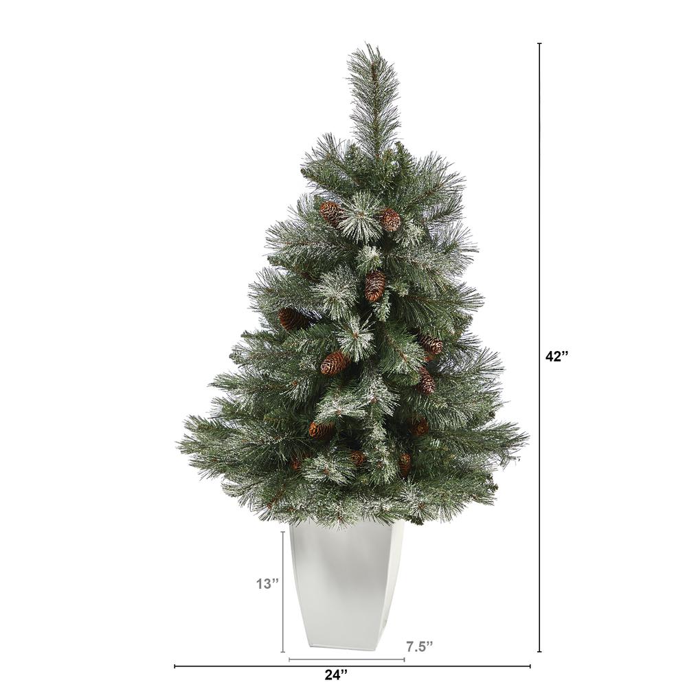 Snowed French Alps Mountain Pine Artificial Christmas Tree. Picture 2