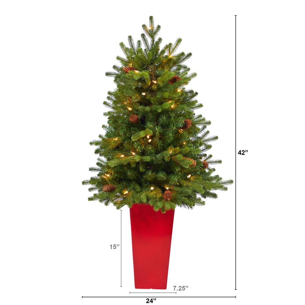 3.5ft. Yukon Mountain Fir Artificial Christmas Tree with 50 Clear Lights. Picture 2