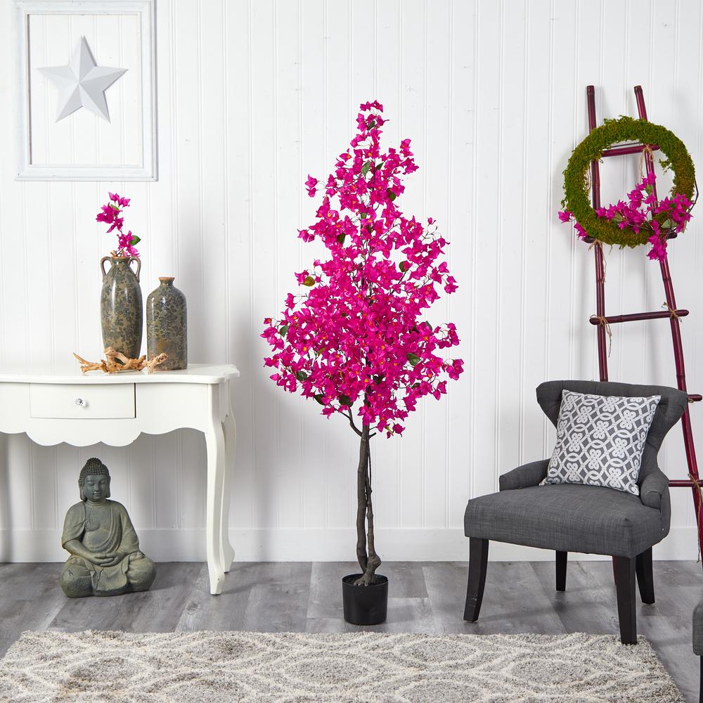6ft. Bougainvillea Artificial Tree, Pink. Picture 3