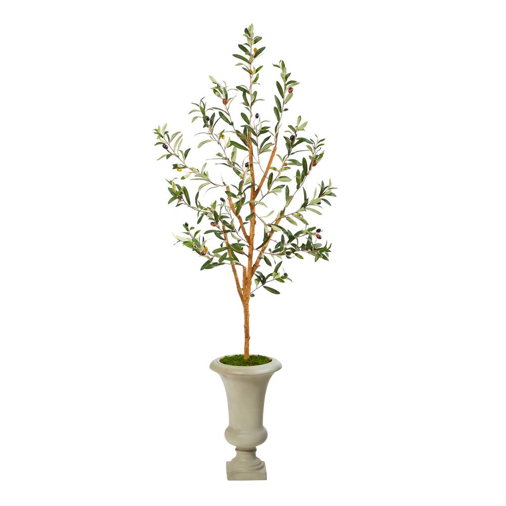 57in. Olive Artificial Tree in Sand Colored Urn. Picture 1