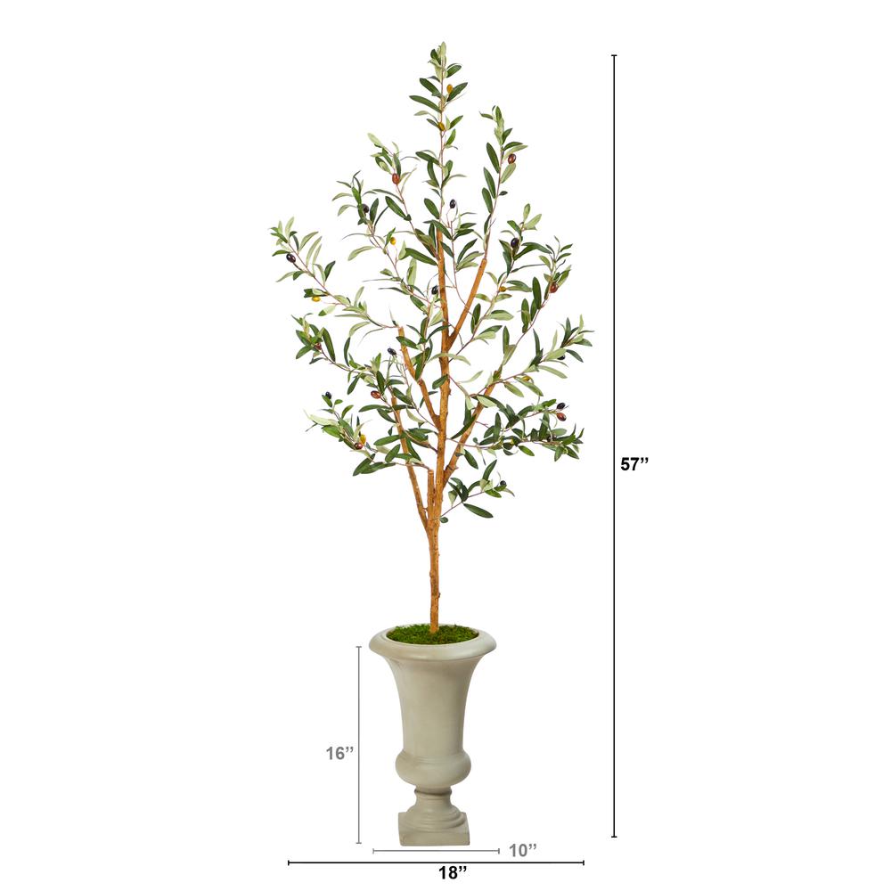 57in. Olive Artificial Tree in Sand Colored Urn. Picture 2