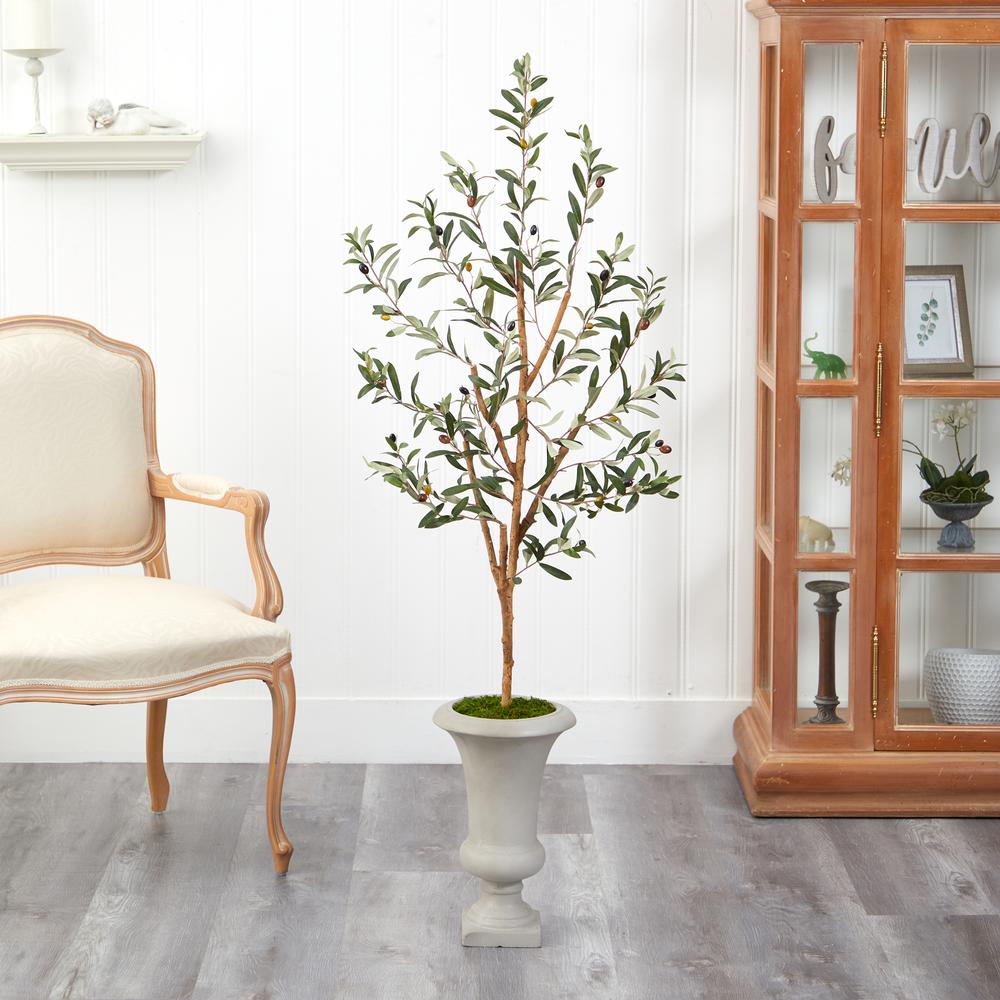 57in. Olive Artificial Tree in Sand Colored Urn. Picture 3