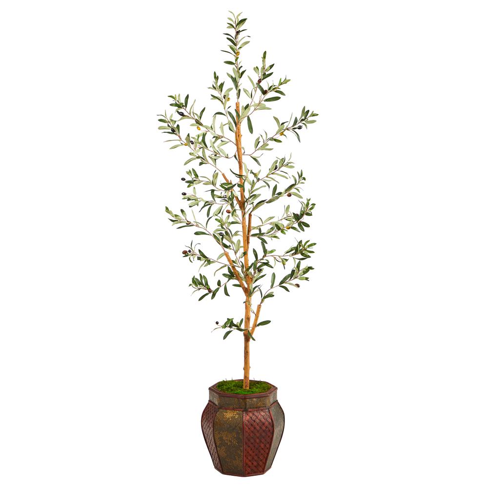 5.5ft. Olive Artificial Tree in Decorative Planter. Picture 1