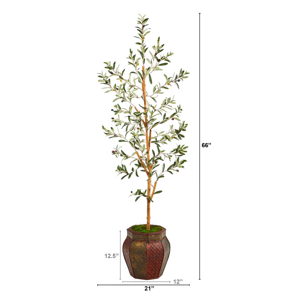 5.5ft. Olive Artificial Tree in Decorative Planter. Picture 2