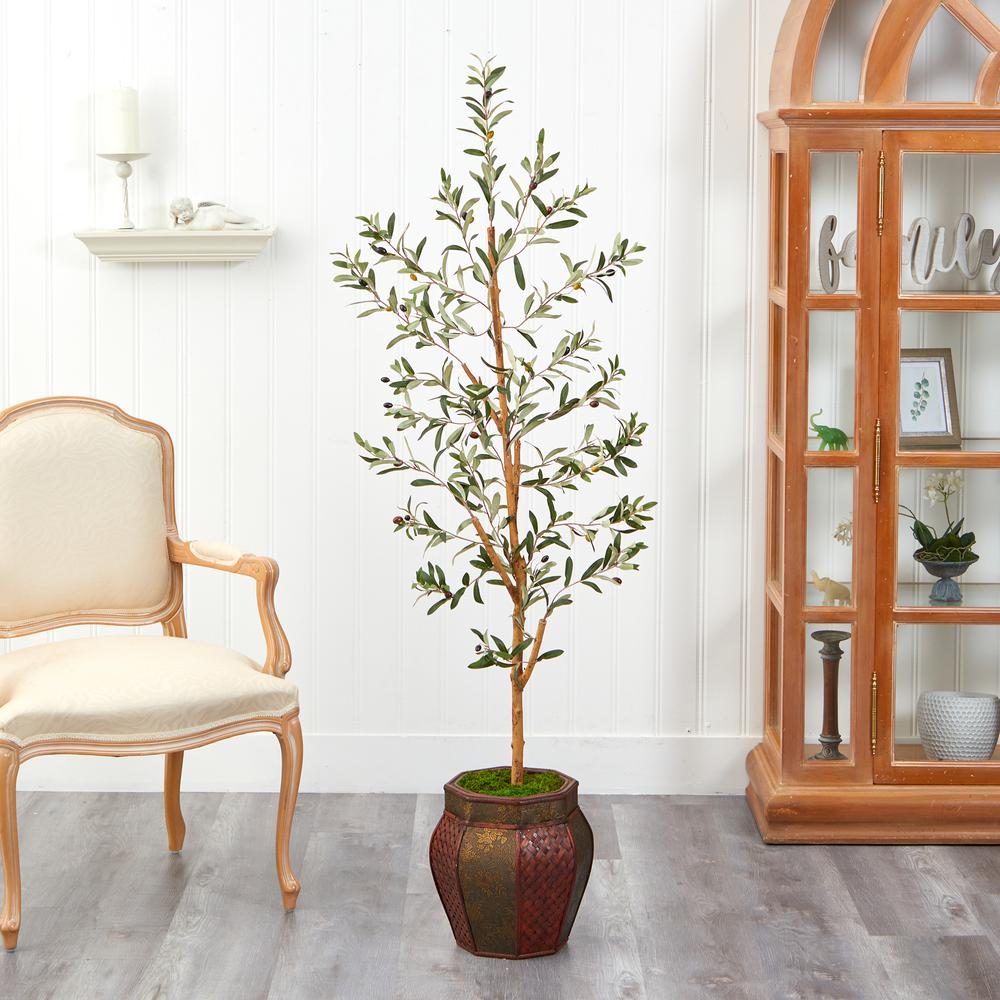 5.5ft. Olive Artificial Tree in Decorative Planter. Picture 3