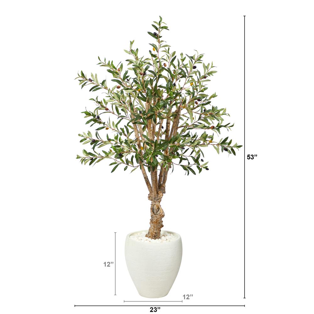 53in. Olive Artificial Tree in White Planter. Picture 2