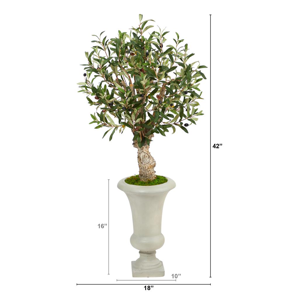 3.5ft. Olive Artificial Tree in Sand Colored Urn. Picture 2