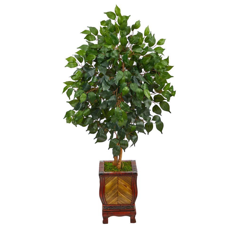 46in. Ficus Artificial Tree in Decorative Planter. Picture 1