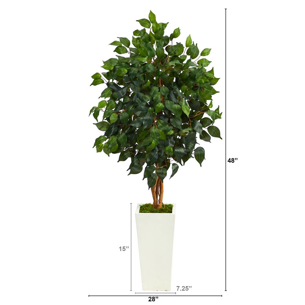 4ft. Ficus Artificial Tree in White Tower Planter. Picture 2