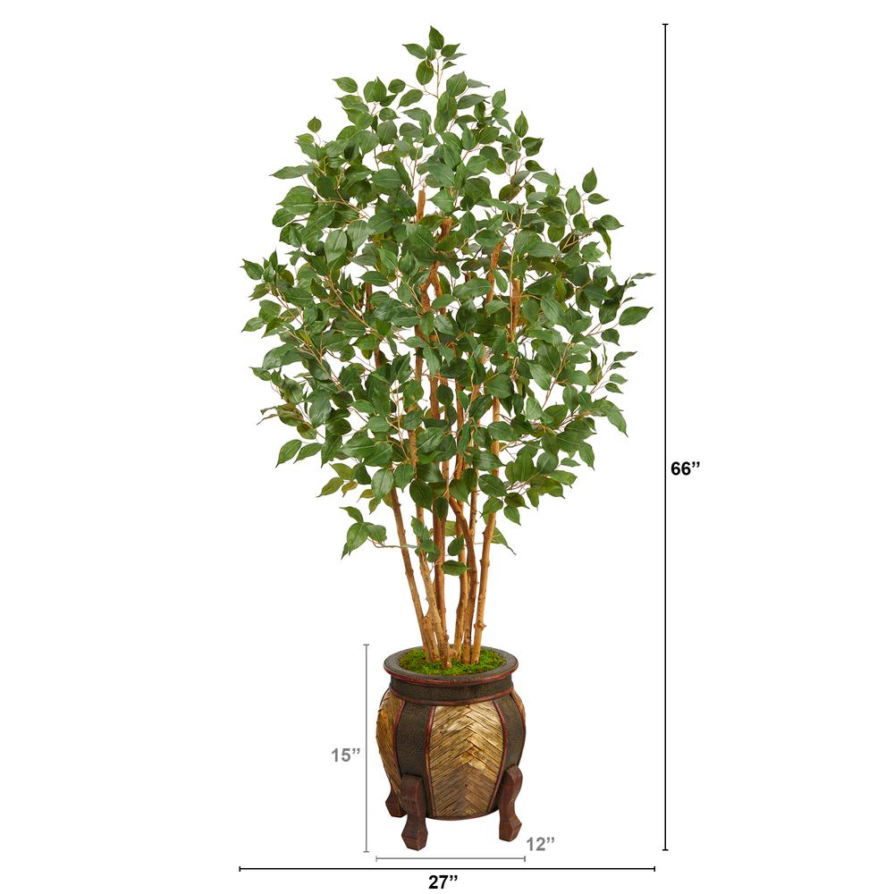 5.5ft. Ficus Bushy Artificial Tree in Decorative Planter. Picture 2