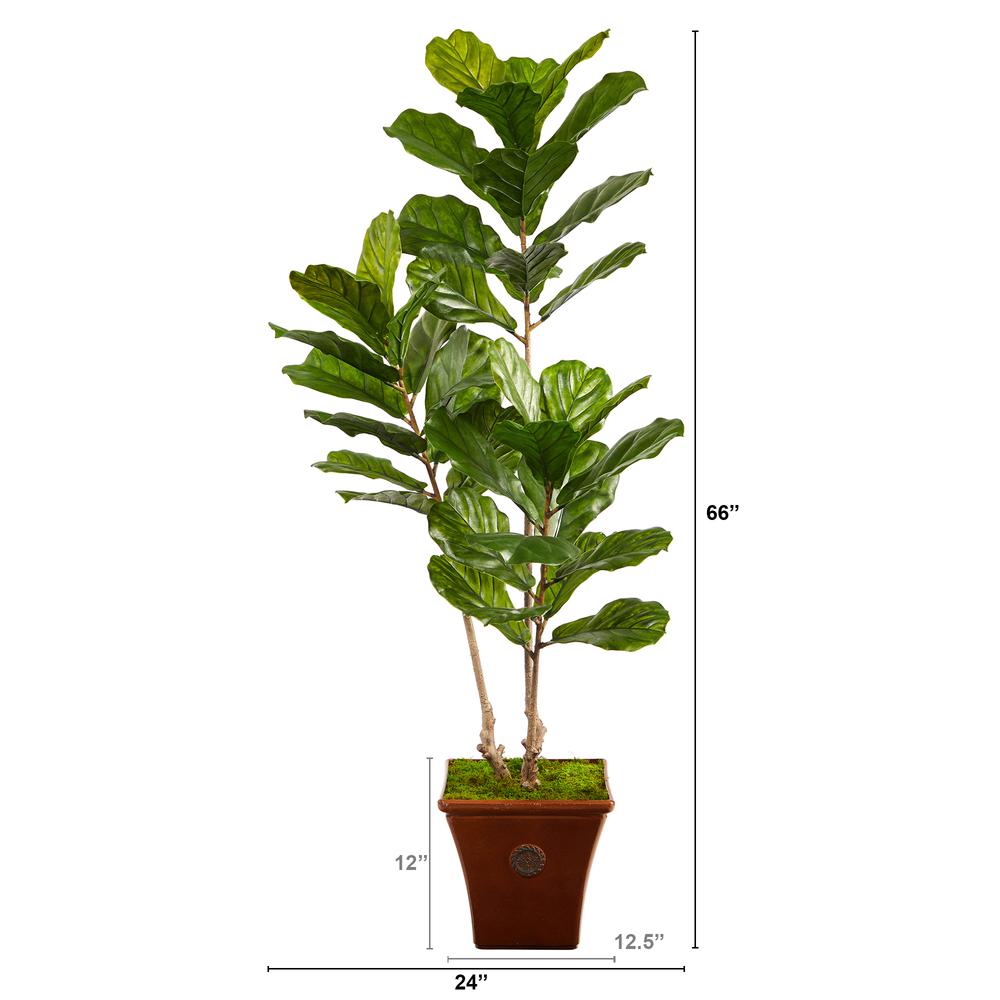 5.5ft. Fiddle Leaf Artificial Tree in Brown Planter (Indoor/Outdoor). Picture 2