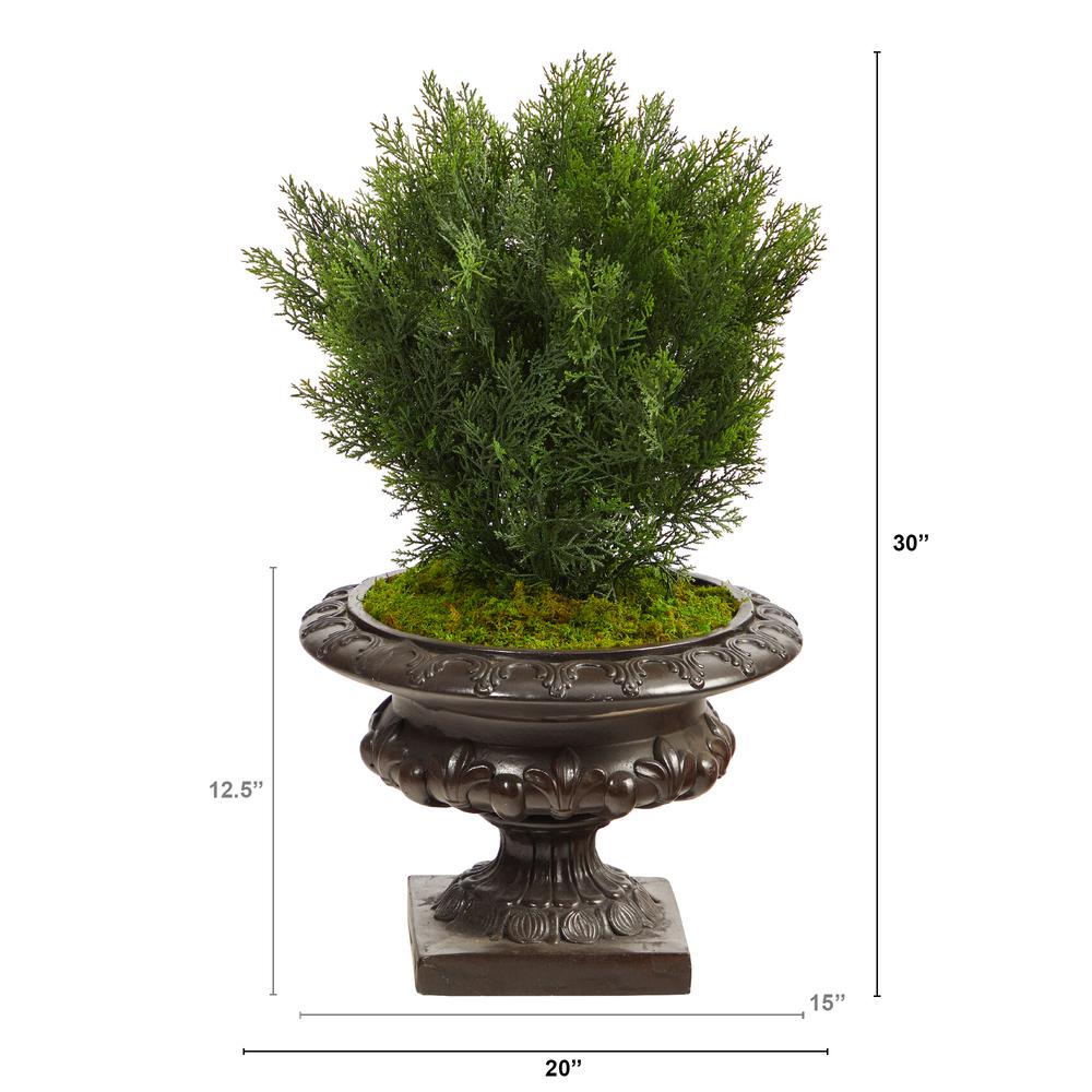 30in. Cedar Artificial Tree in Iron Colored Urn (Indoor/Outdoor). Picture 2