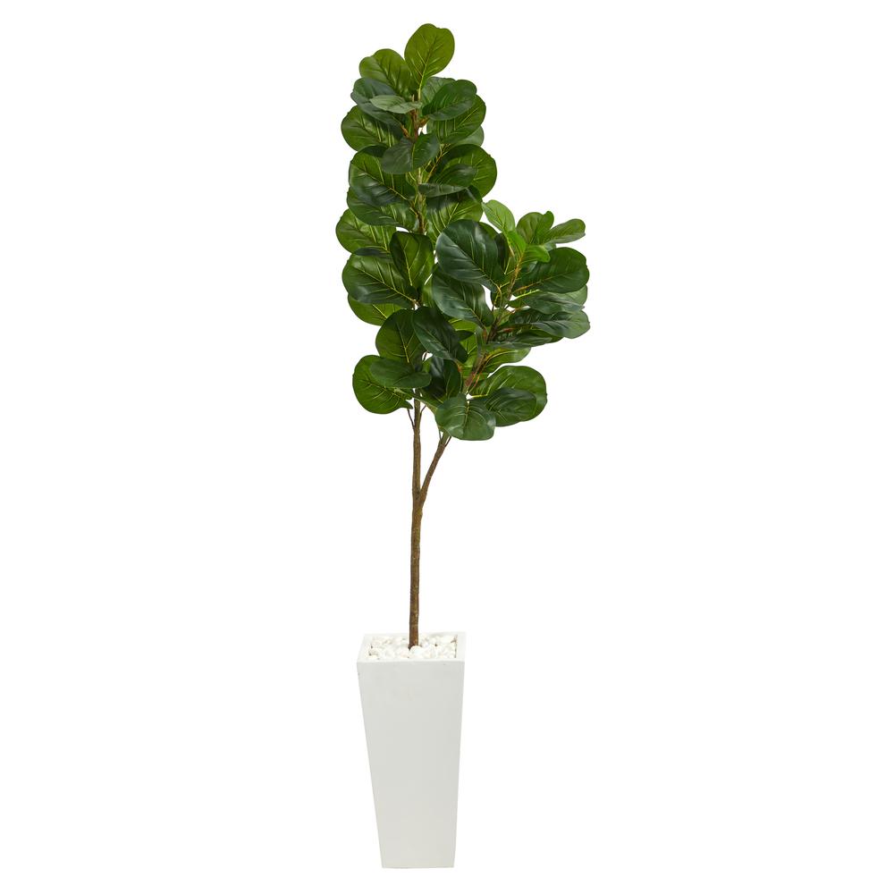 6ft. Fiddle leaf Fig Artificial Tree in Tall White Planter. Picture 1