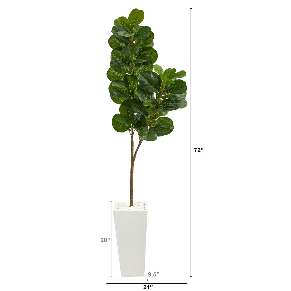 6ft. Fiddle leaf Fig Artificial Tree in Tall White Planter. Picture 2