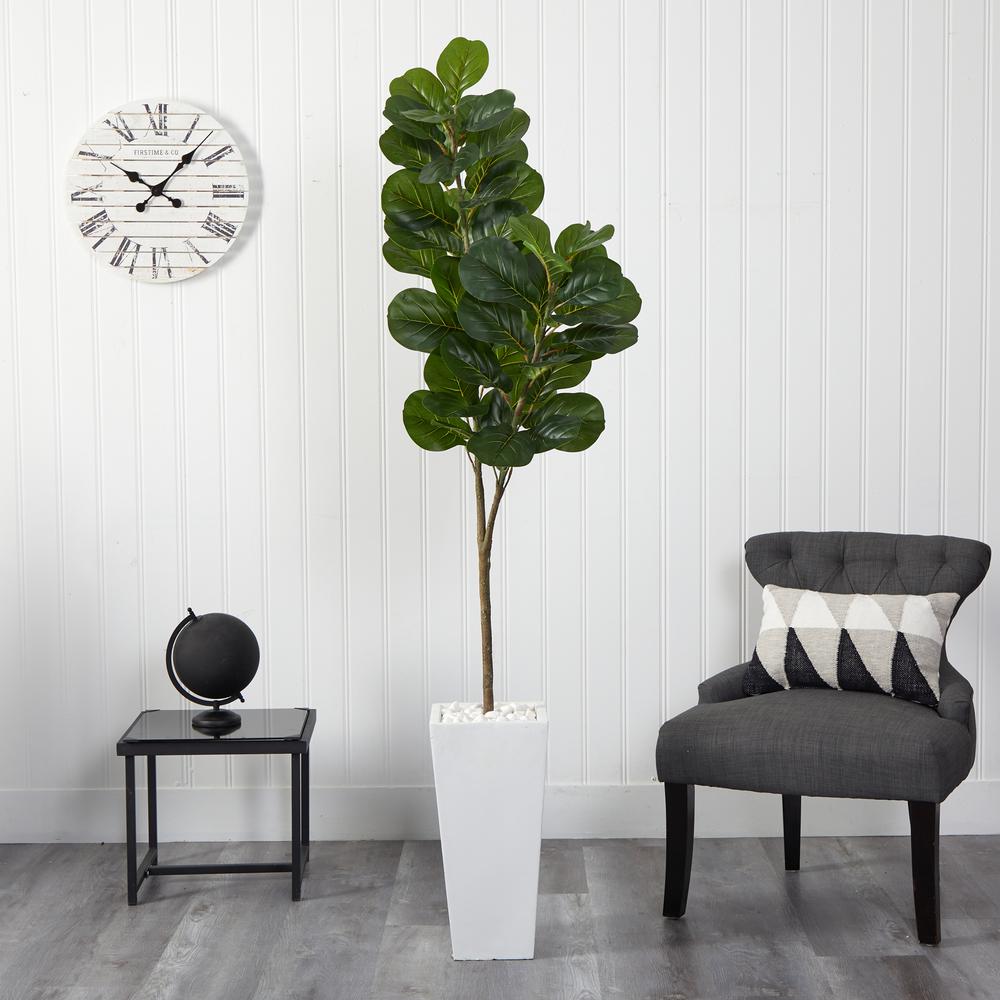 6ft. Fiddle leaf Fig Artificial Tree in Tall White Planter. Picture 4