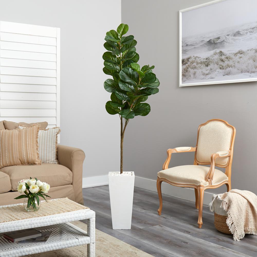6ft. Fiddle leaf Fig Artificial Tree in Tall White Planter. Picture 3