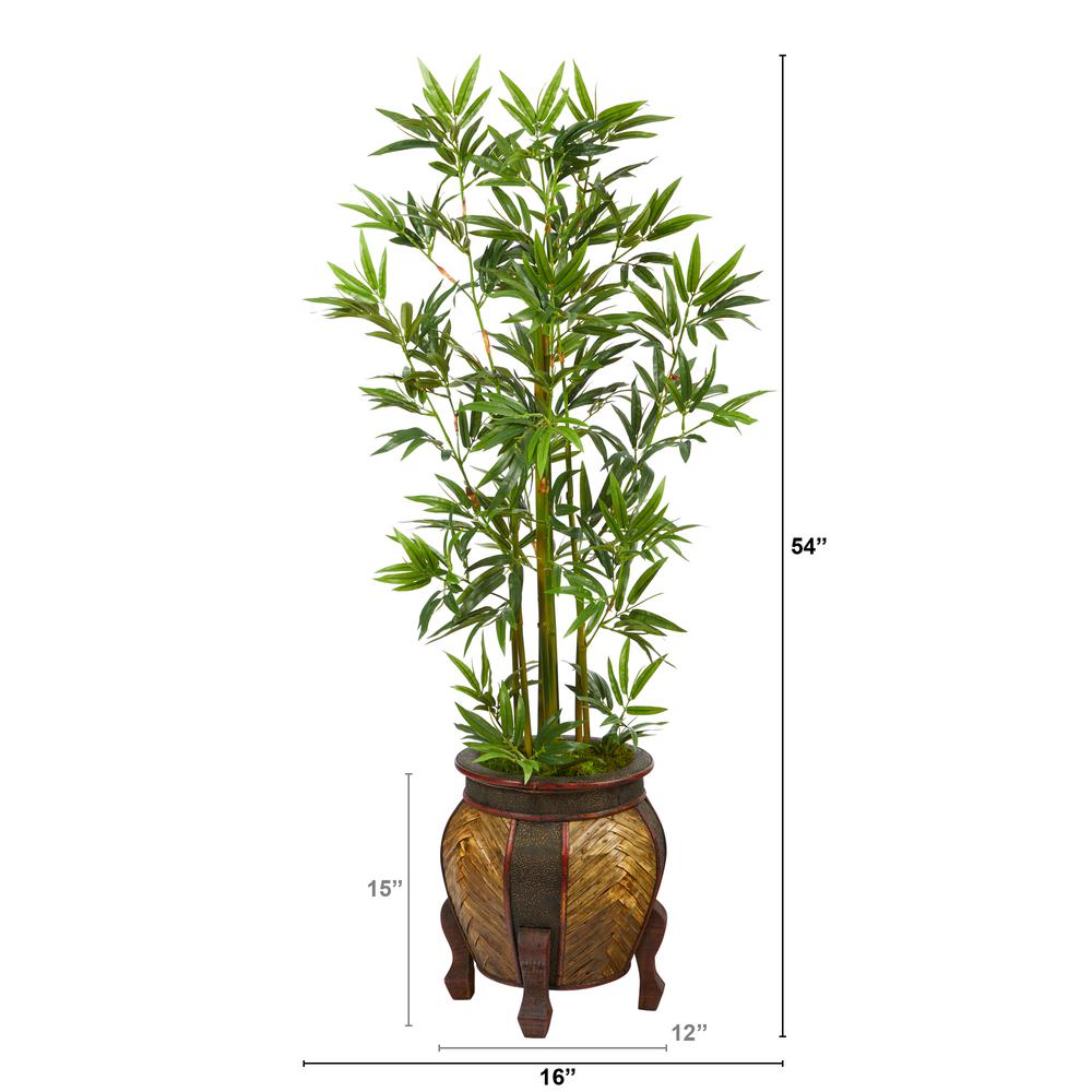 4.5ft. Bamboo Palm Artificial Tree in Decorative Planter. Picture 2