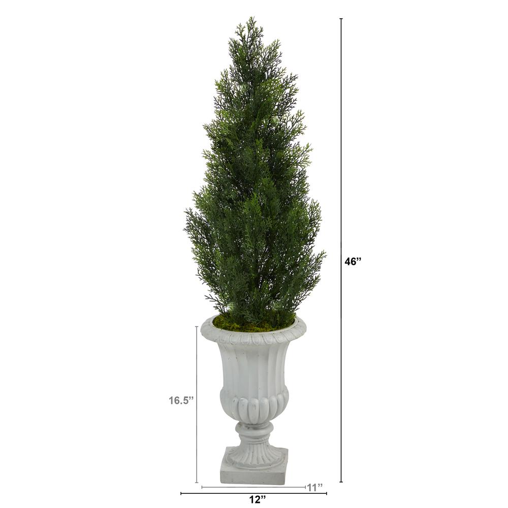 46in. Mini Cedar Artificial Pine Tree in Decorative Urn (Indoor/Outdoor). Picture 2
