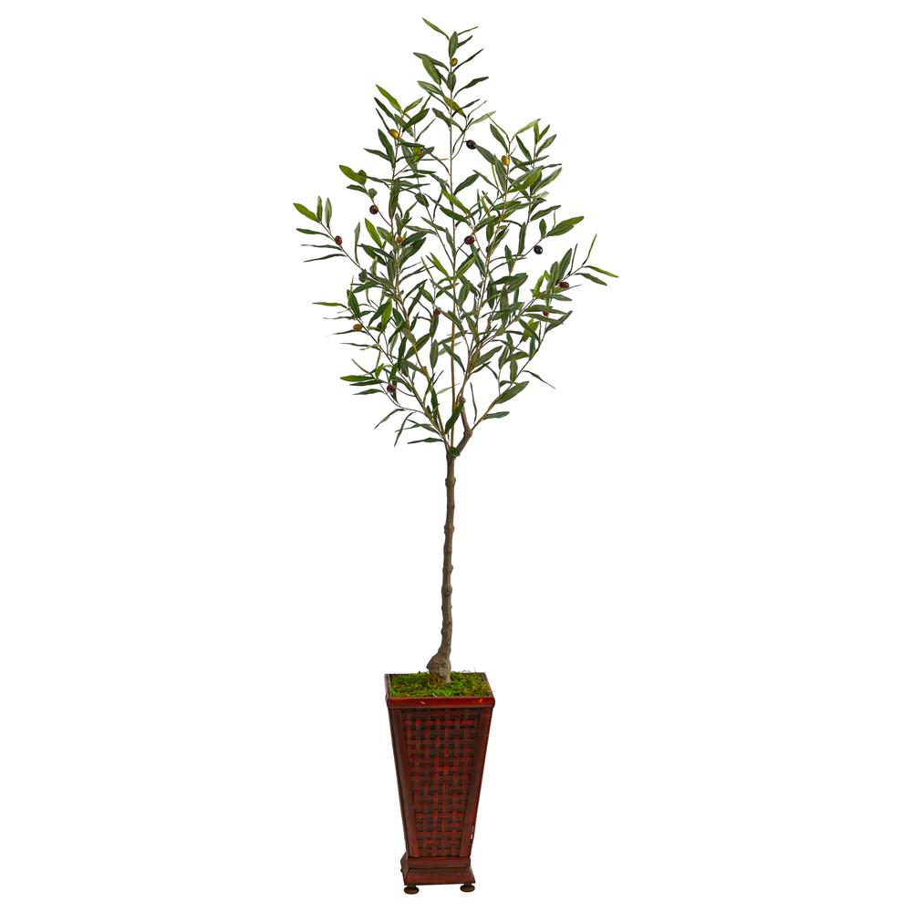 69in. Olive Artificial Tree in Decorative Planter. Picture 1
